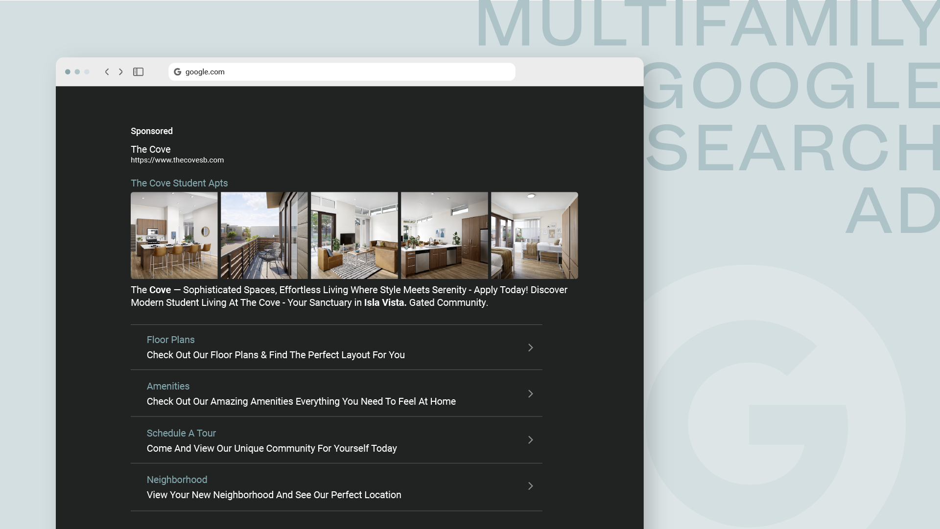 multifamily google search ad example