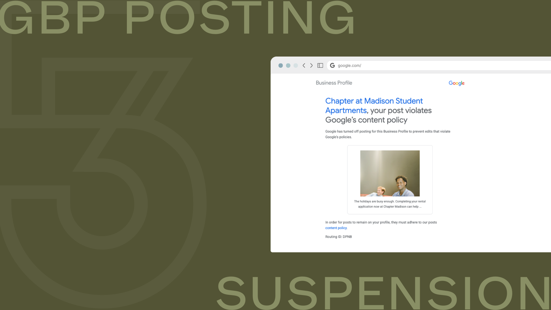 gbp posting suspension notification